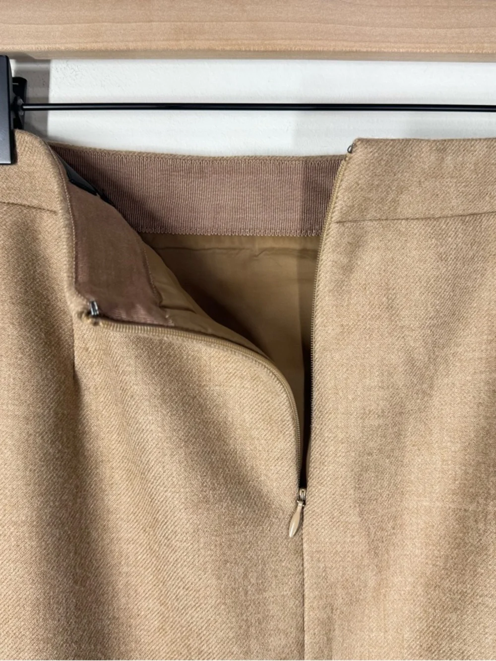 J Crew No 2 Pencil Skirt Sz 8 Camel 100% Wool Old Money Quiet Luxury Preppy CBK
